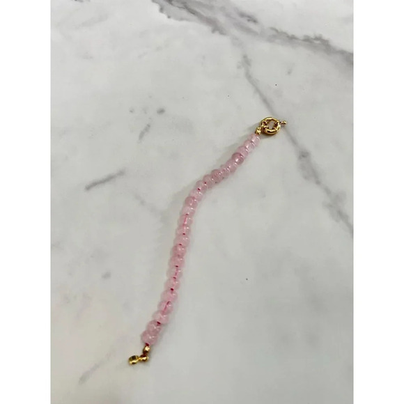 Rose Quartz Gemstone Bead Hand Knotted Bracelet Gold Filled Clasp - Picture 6 of 8